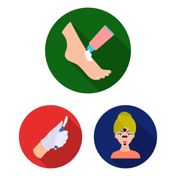 Skin care lapos ikonok beállítása gyűjtemény a design. Arc- és testkezelések vektor szimbólum állomány honlap illusztráció. — Stock Vector