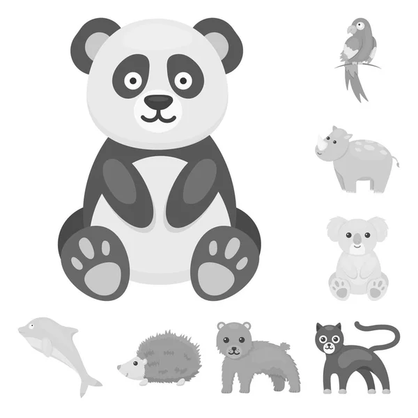 Un animal poco realista iconos monocromáticos en la colección de conjuntos para el diseño. Animales de juguete vector símbolo stock web ilustración . — Archivo Imágenes Vectoriales