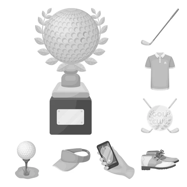 Golf és attribútumok monokróm ikonok beállítása gyűjtemény a design. Golf Club és a berendezések vektor szimbólum állomány honlap illusztráció. — Stock Vector