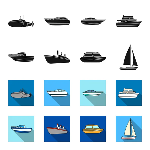 Προστασία βάρκα, σωσίβια λέμβο, ατμόπλοιο φορτίου, σπορ γιοτ. Πλοία και πλωτές μεταφορές στεγάζεται συλλογή εικονιδίων σε μαύρο, flet στυλ διάνυσμα σύμβολο μετοχής εικονογράφηση web. — Διανυσματικό Αρχείο