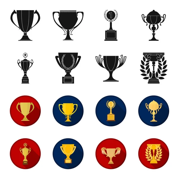 Gold Cup black,flet icons in set collection for design. Winners Cup vector symbol stock web illustration. — Stock Vector