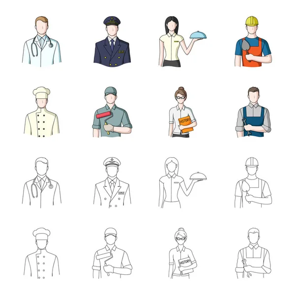 Cook, painter, teacher, locksmith mechanic.Profession set collection icons in cartoon,outline style vector symbol stock illustration web. — Stock Vector