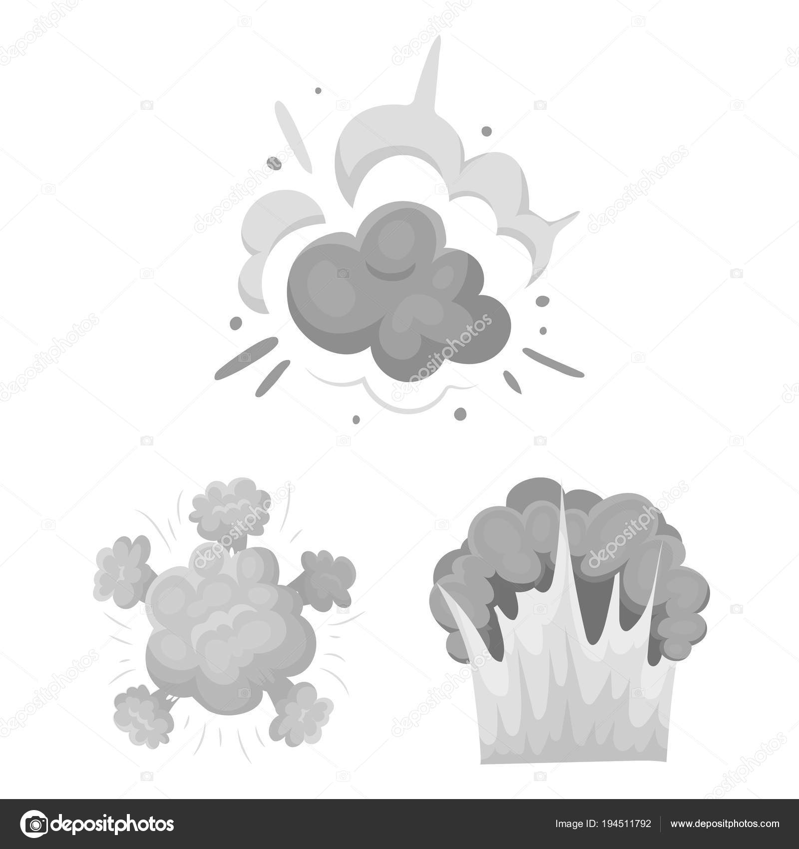 デザインのセットのコレクションの異なる爆発モノクロ アイコン