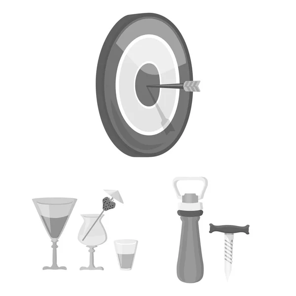 Pub, interior and equipment monochrome icons in set collection for design. Alcohol and food vector symbol stock web illustration. — Stock Vector