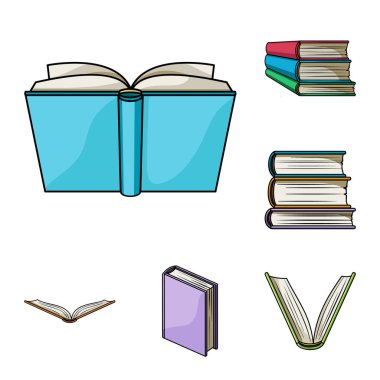Kitap set koleksiyonu tasarım için karikatür simgeleri bağlı. Basılı ürünler sembol stok web illüstrasyon vektör.