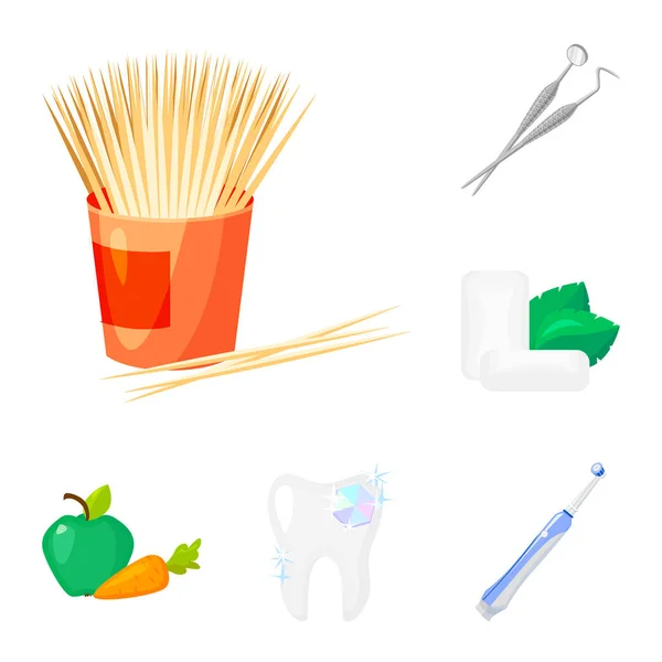 Tandheelkundige zorg cartoon pictogrammen in set collectie voor design. Verzorging van tanden vectorillustratie symbool voorraad web. — Stockvector