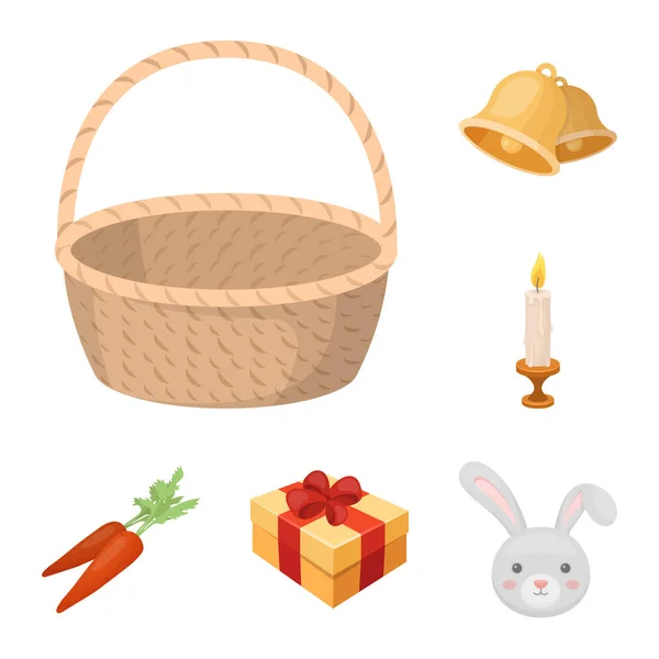 Pâques est une icône chrétienne de dessin animé de vacances dans la collection de set pour le design. Pâques attributs vectoriel symbole stock web illustration . — Image vectorielle