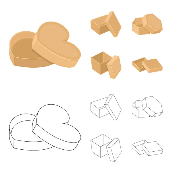 Box, container, package, and other web icon in cartoon, outline style.Case, shell, framework, icons in set collection . — стоковый вектор