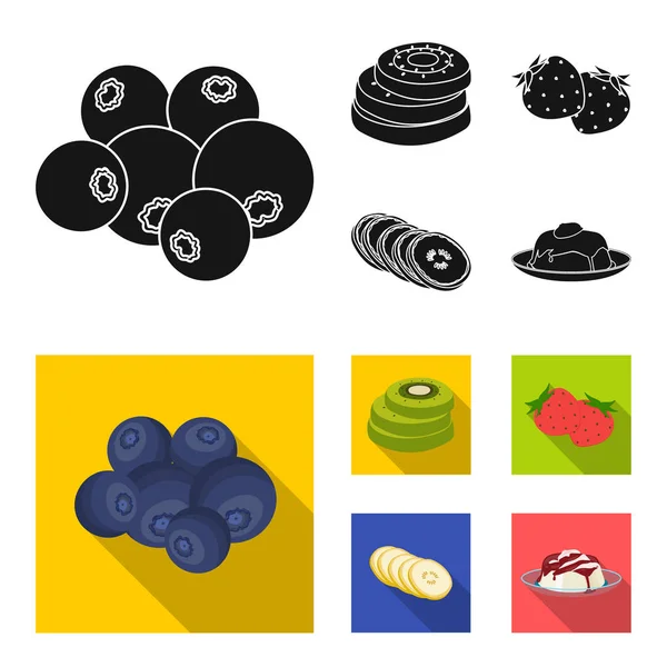 Frutta e altro cibo. Icone della collezione Food set in nero, piatto stile vettoriale simbolo stock illustrazione web . — Vettoriale Stock
