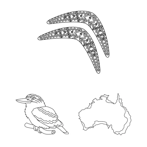 Pays Australie contour icônes en set collection pour design.Travel et attractions symbole vectoriel stock web illustration . — Image vectorielle