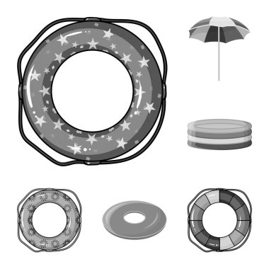 Daire tek renkli simgeler set koleksiyonu tasarım için yüzme necklac. Farklı lifebuoysvector sembol stok web çizimi.