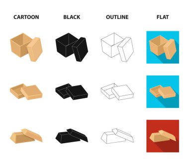 Dava, kabuk, çerçeve ve çizgi film, siyah, anahat, diğer web simge stil düz. Kutusu, konteyner, paket, küme koleksiyon simgeler.