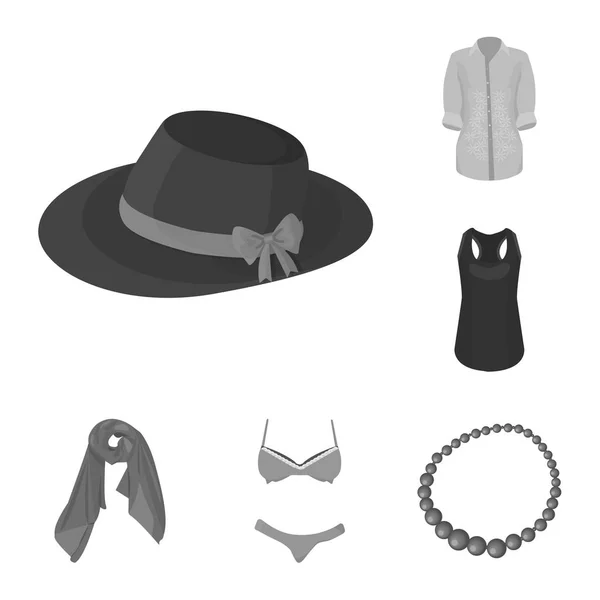 Femmes Vêtements monochromes icônes en set collection pour la conception.Vêtements Variétés et accessoires symbole vectoriel illustration web stock . — Image vectorielle