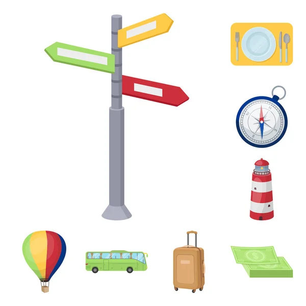 Descanso y viajes iconos de dibujos animados en la colección de conjuntos para el diseño. Transporte, turismo vector símbolo stock web ilustración . — Vector de stock