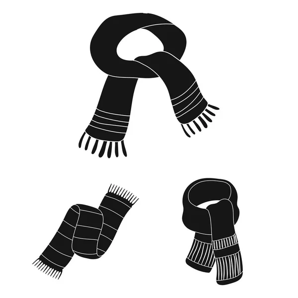 Halsduk och sjal svart ikoner i set samling för design. Kläder och tillbehör vektor symbol lager web illustration. — Stock vektor