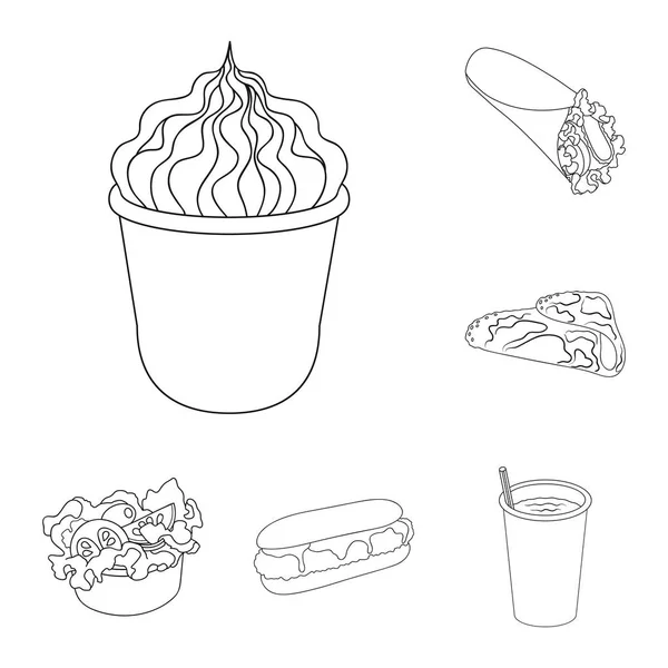 Fast food vázlat ikonok beállítása gyűjtemény a design. Félkész termékek élelmiszer szimbólum állomány honlap illusztráció vektor. — Stock Vector