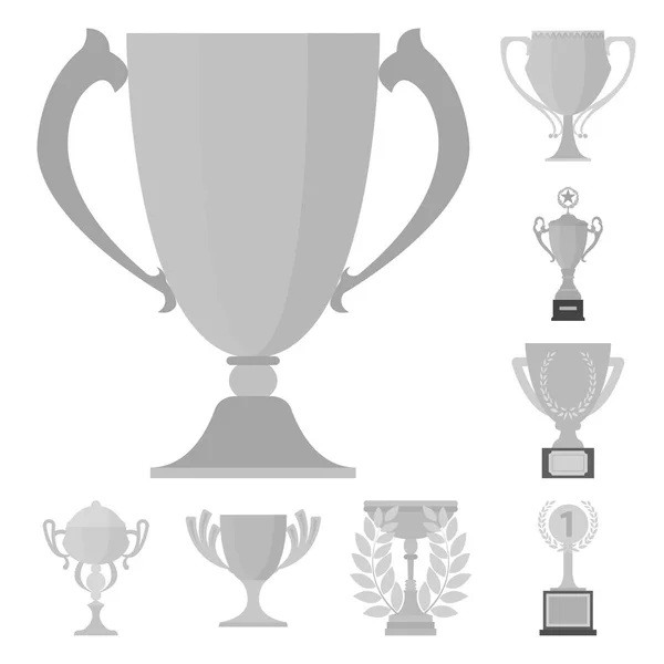 Gold Cup svartvita ikoner i set insamling för design. Vinnare Cup vektor symbol lager web illustration. — Stock vektor