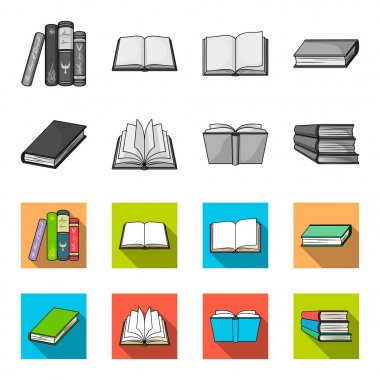 Çeşitli kitaplar. Kitap toplama simgeler tek renkli, düz stil vektör simge stok çizim web ayarla..