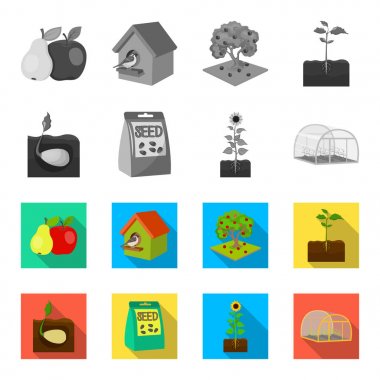 Şirket, ekoloji ve diğer web simgesi tek renkli, düz tarzı. Kabuğu, cezalar, Bahçe simgeler kümesi koleksiyonu.