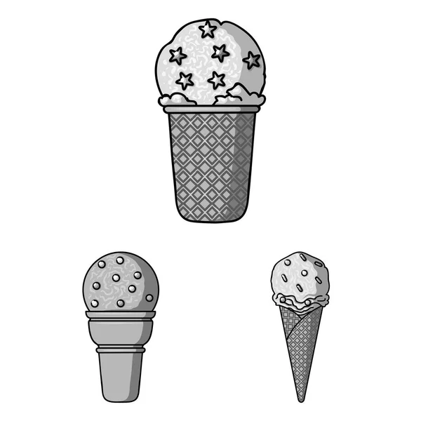Différentes icônes monochromes crème glacée dans la collection ensemble pour le design. Dessert et douceur vectoriel symbole stock illustration web . — Image vectorielle