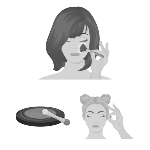 Zorg voor haar en gezicht monochroom icons in set collectie voor design. Parfums en make-up vector symbool voorraad web illustratie. — Stockvector