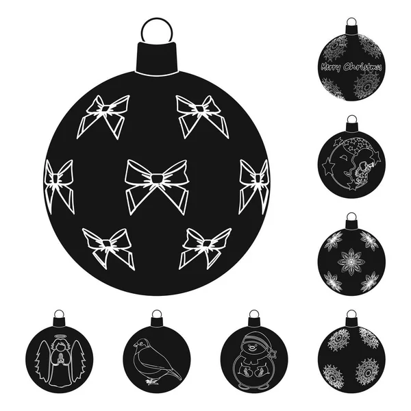 黒の装飾デザインのセットのコレクションのアイコンをボール。クリスマスのベクトル シンボル ストック web イラスト. — ストックベクタ