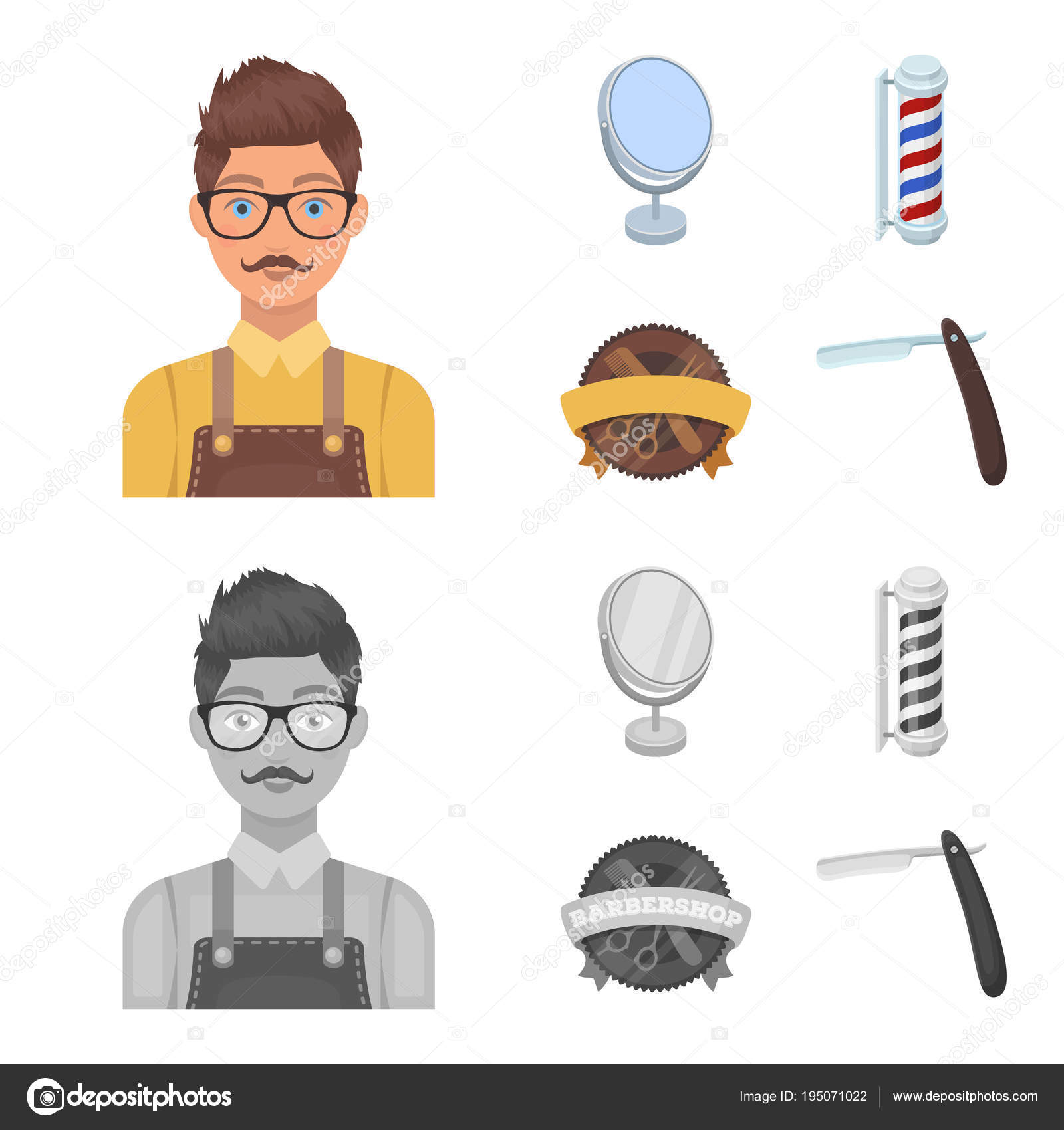 Male Hairdresser Sign Mirror And Other Equipment For A