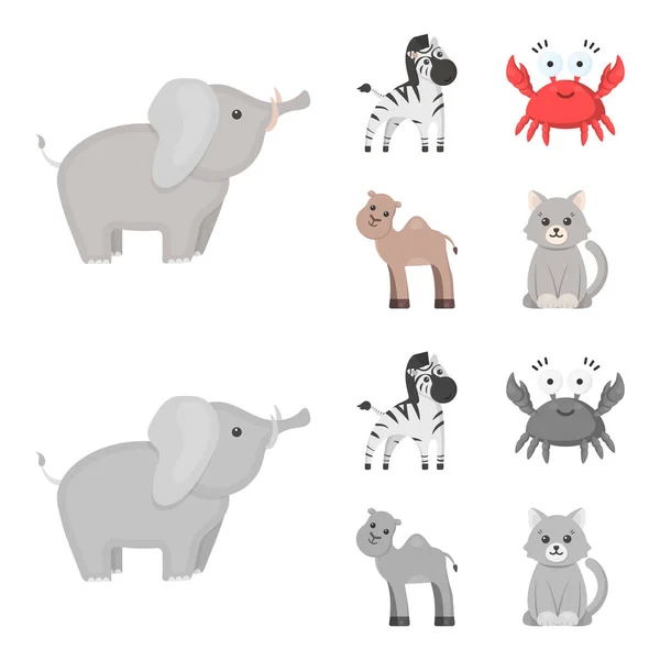 Нереалістичний мультфільм, монохромні значки тварин у наборі для дизайну. Іграшкові тварини Векторний символ стокова веб-ілюстрація . — стоковий вектор