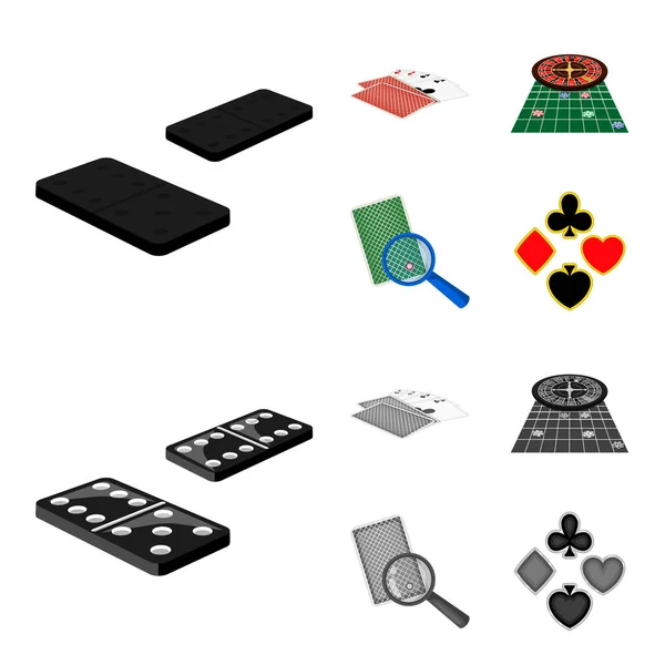 Aufregung, Casino, Spiel und andere Web-Ikone in Cartoon, monochrome Lupe, Betrug, Unterhaltung, Symbole in Set-Sammlung. — Stockvektor