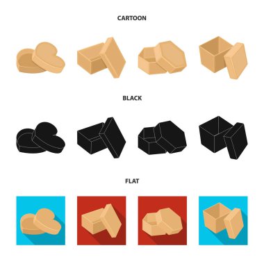 Stil kutusu, konteyner, paket ve diğer web simgesi karikatür, siyah, düz. Case, kabuk, çerçeve, küme koleksiyon simgeler.