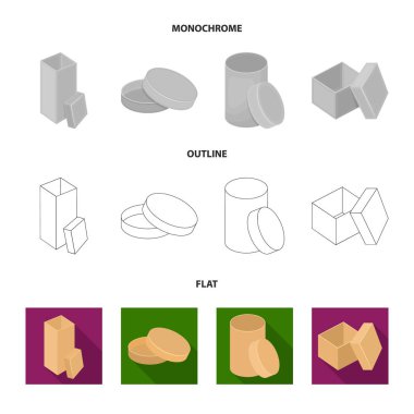 Kutusu, konteyner, paket ve diğer web simgesi düz, anahat, tek renkli stil. Case, kabuk, çerçeve, küme koleksiyon simgeler.