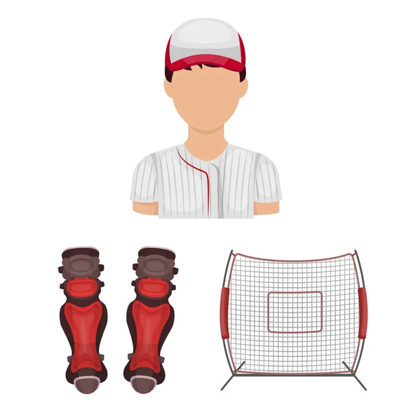 Baseball und Attribute Cartoon-Symbole in Set Sammlung für design.Baseball-Spieler und Ausrüstung Vektor-Symbol Stock Web-Illustration. — Stockvektor