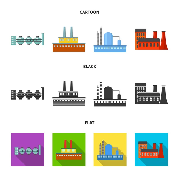 Indústria, production.Factory conjunto coleção ícones em desenhos animados, preto, estilo plano símbolo vetorial estoque ilustração web . —  Vetores de Stock