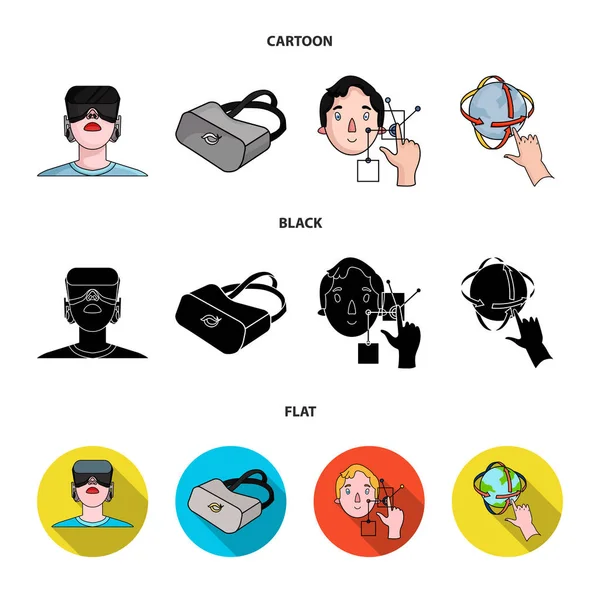 Innovation, man, head, hand .Virtual reality set collection icons in cartoon,black,flat style vector symbol stock illustration web. — Stock Vector