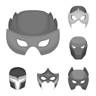 Karnaval maskesi set koleksiyonu tasarım için tek renkli simgeler. Göz ve yüz vektör simge stok web illüstrasyon maske.