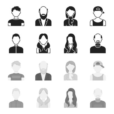 Çocuk sarışın, kel adam, kuyrukları, kızla kadın. Avatar toplama simgeler siyah, tek renkli stil vektör simge stok çizim web içinde ayarla..