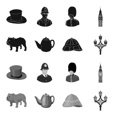 cins köpek, çaydanlık, brewer. İngiltere'de ülke toplama simgeler siyah, tek renkli stil vektör simge stok çizim web içinde ayarla..