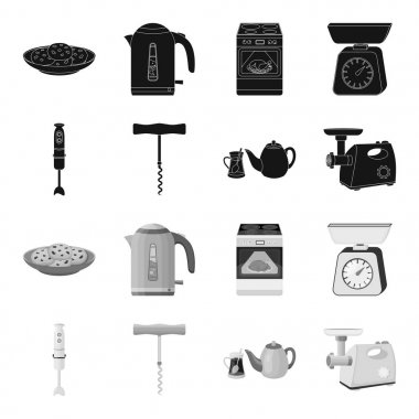 Mutfak ekipman siyah, tek renkli simgeler set koleksiyonu tasarım için. Sembol stok web illüstrasyon vektör mutfak ve aksesuarları.