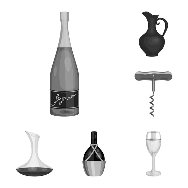 Weinprodukte monochrome Symbole in Set-Kollektion für Design. Ausrüstung und Produktion von Weinvektorsymbol stock web illustration. — Stockvektor