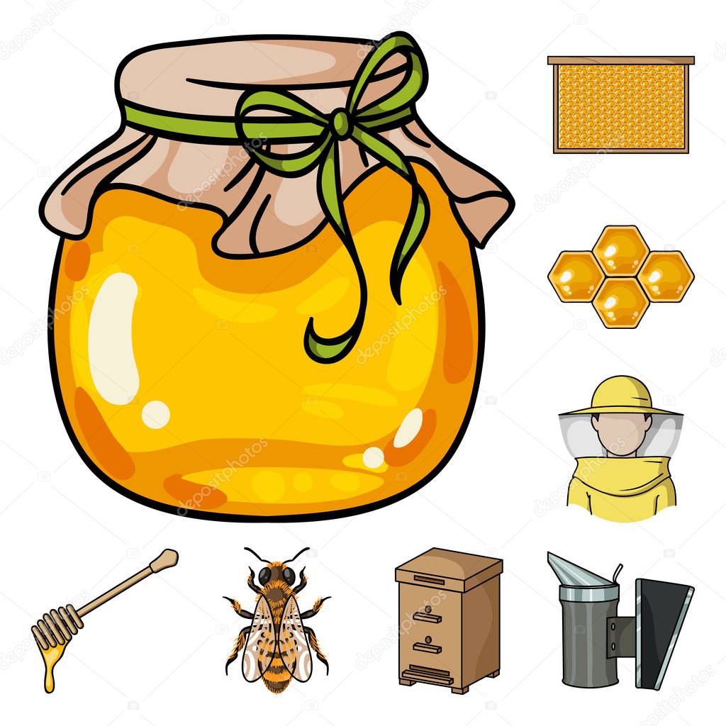 Apiary and beekeeping cartoon icons in set collection for design.Equipment and production of honey vector symbol stock web illustration.