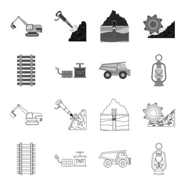 Ryllsy, vzryvchatka, Damper, fener. Benim toplama simgeler anahat, tek renkli stil vektör simge stok çizim web ayarlamak.