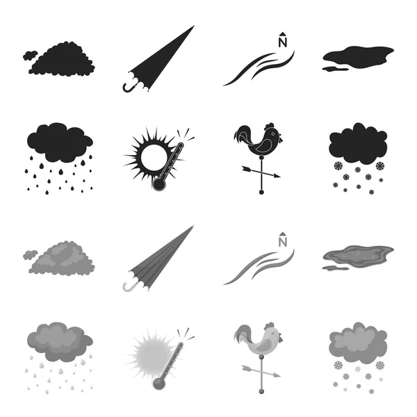 Дождь, снег, жара, флюгер. The weather set collection icons in black, monochrome style vector symbol stock illustration web . — стоковый вектор
