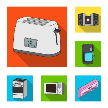 Akıllı ev aletleri set koleksiyonu tasarım için simgeleri düz. Modern ev aletleri sembol stok web illüstrasyon vektör.