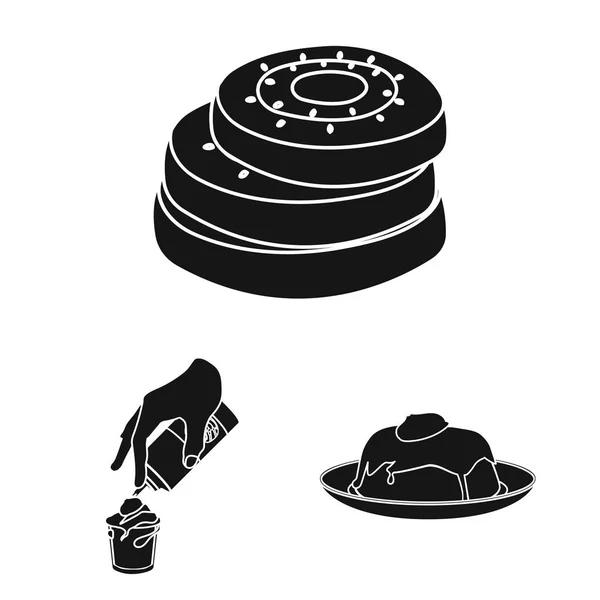 Dessert duftende schwarze Symbole in Set-Kollektion für Design. Lebensmittel und Süße Vektor Symbol Stock Web Illustration. — Stockvektor