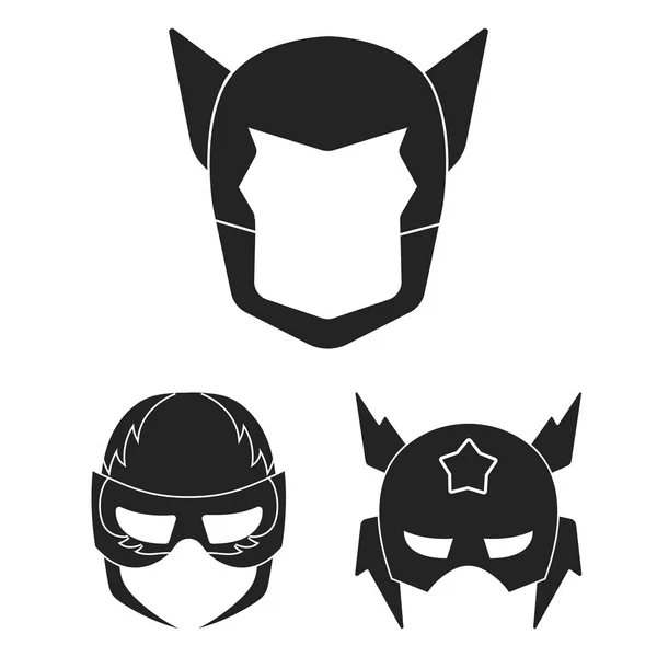 Karnevalsmaske schwarze Symbole in Set Kollektion für design.mask auf den Augen und Gesicht Vektor Symbol Stock Web-Illustration. — Stockvektor