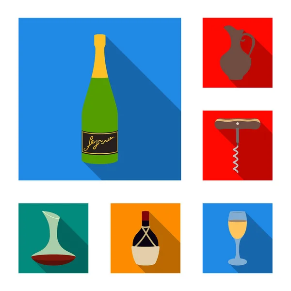 Productos vitivinícolas iconos planos en colección de conjuntos para el diseño. Equipo y producción de vino vector símbolo stock web ilustración . — Archivo Imágenes Vectoriales