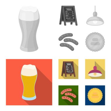 Restoran, Cafe, bira, cam. Pub toplama simgeler tek renkli, düz stil vektör simge stok çizim web ayarla..