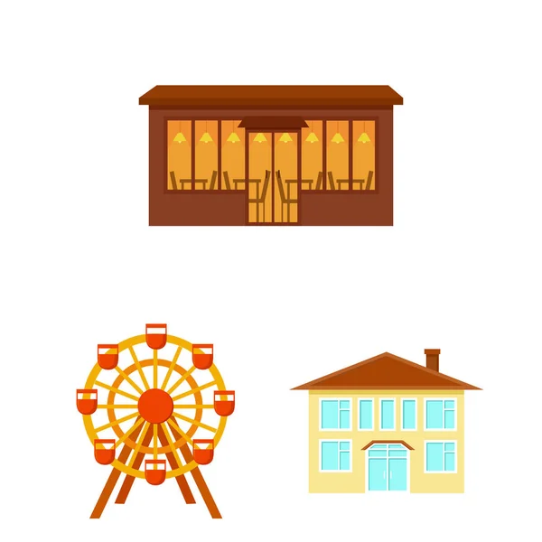 Iconos de dibujos animados de construcción y arquitectura en la colección de conjuntos para el diseño. Construcción e Institución vector símbolo stock web ilustración . — Vector de stock