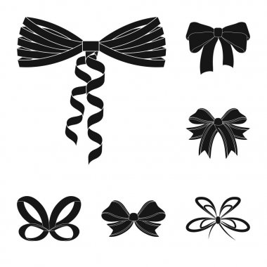 Çok renkli yay set koleksiyonu tasarım için simgeler siyah. Dekorasyon vektör simge stok web çizim için yay.