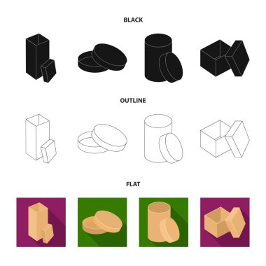 Stil kutusu, konteyner, paket ve diğer web simge siyah, düz, anahat. Case, kabuk, çerçeve, küme koleksiyon simgeler.